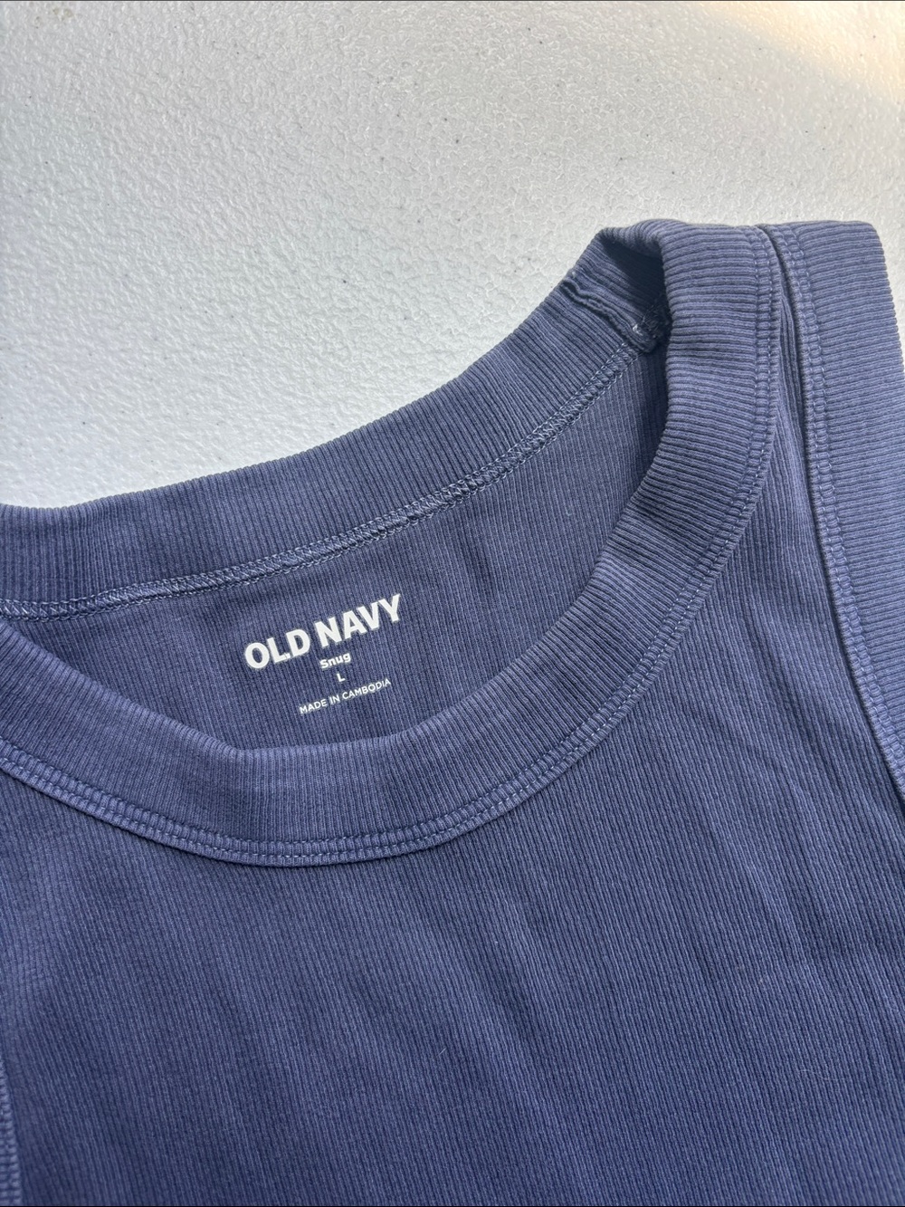 Old Navy Slate Blue High Neck Ribbed Tank - Picture 2 of 7